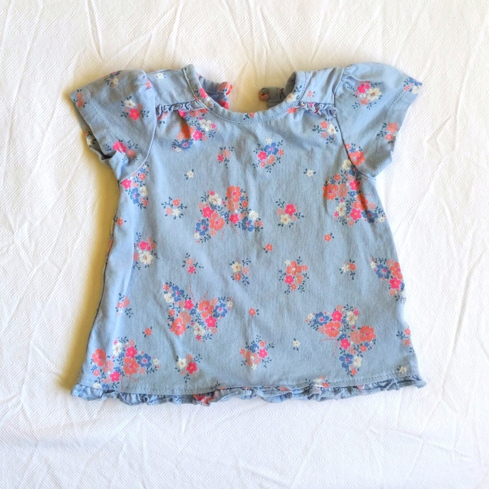 george floral butterfly ruffle t-shirt 0-3 months baby girl